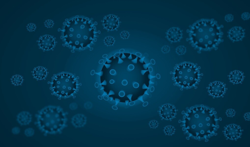 Coronavirus på blå baggrund