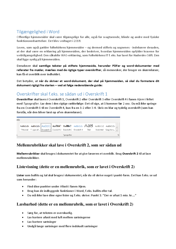 2020 februar tilgængelighed i word